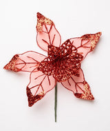 8" Glitter Mesh Poinsettia
