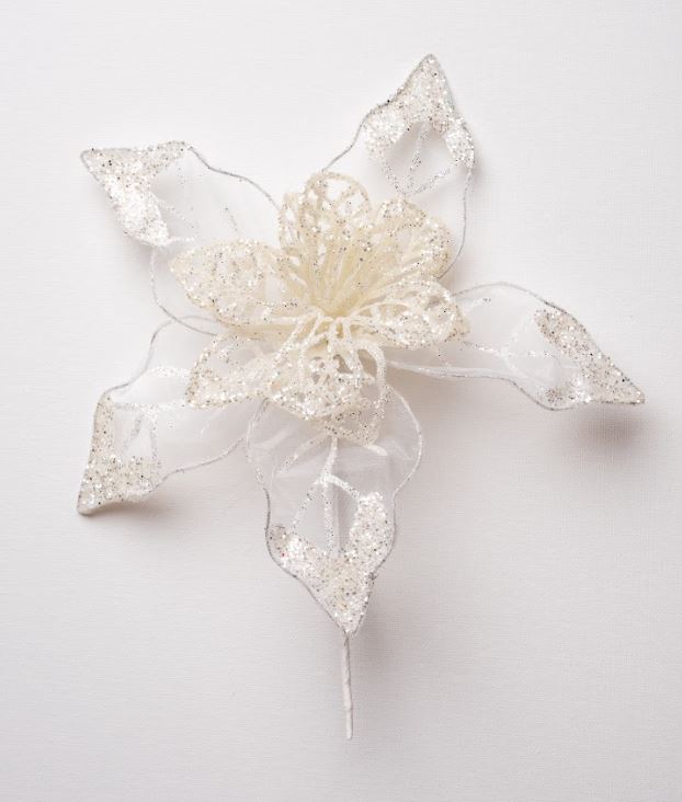 8" Glitter Mesh Poinsettia