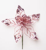 8" Glitter Mesh Poinsettia