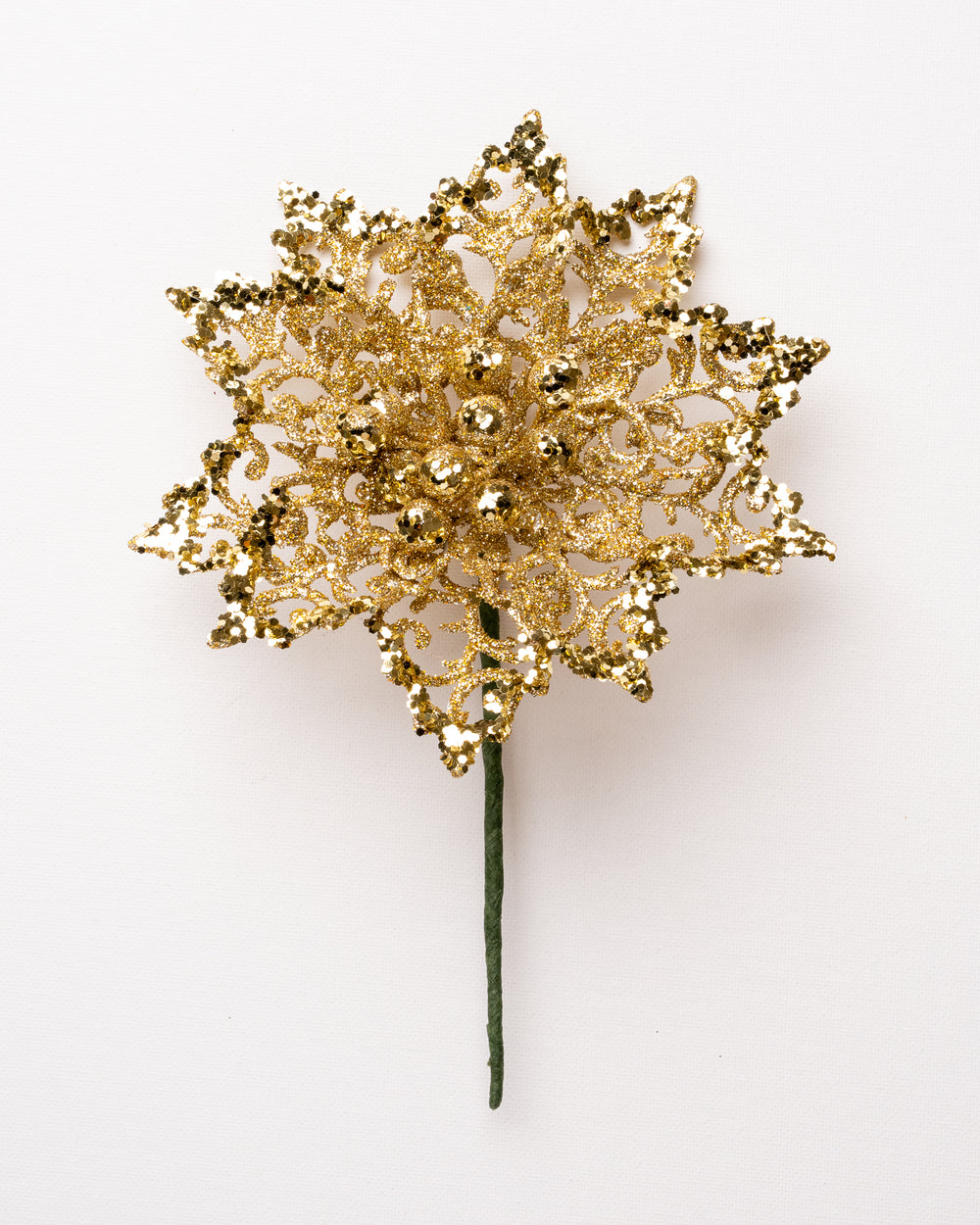 6" Glitter Poinsettia Stem