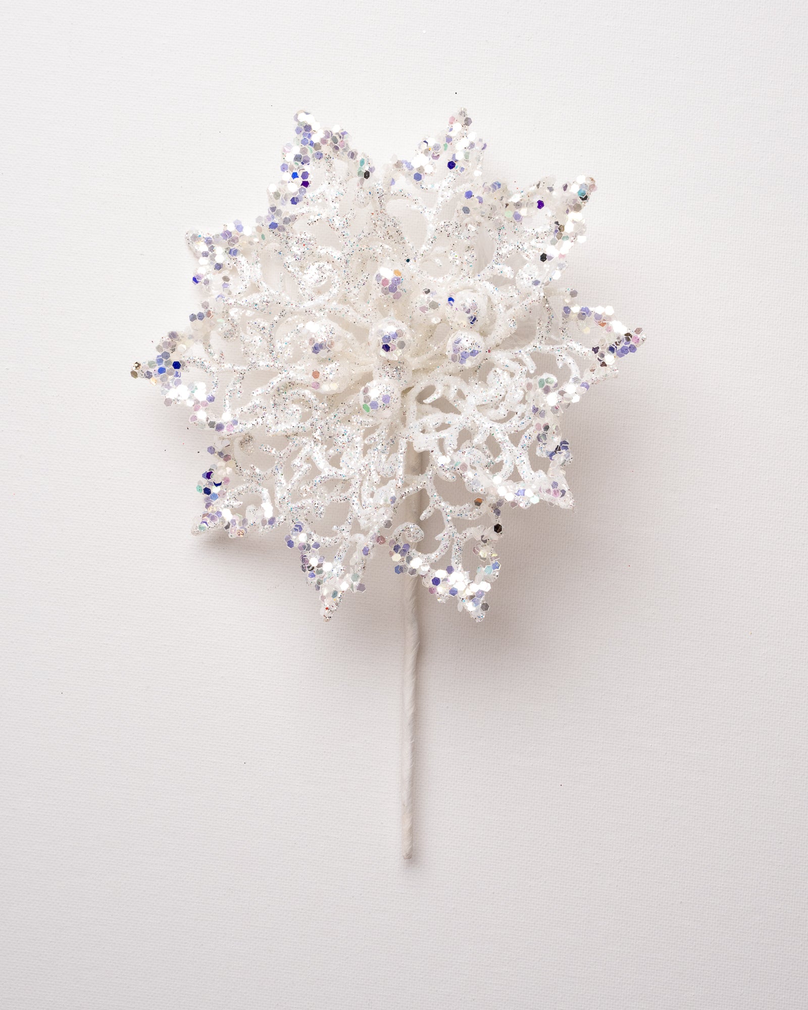 6" Glitter Poinsettia Stem