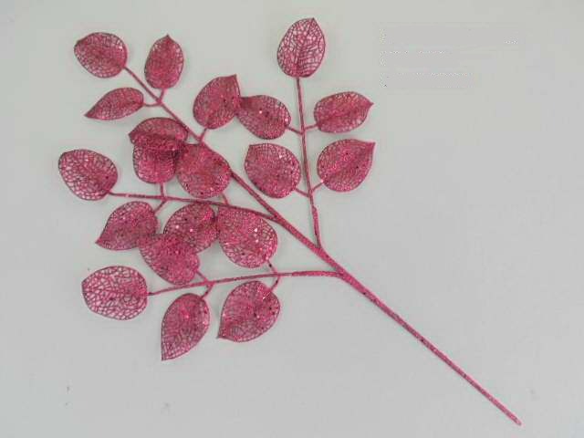 29" Glitter Leaf Spray