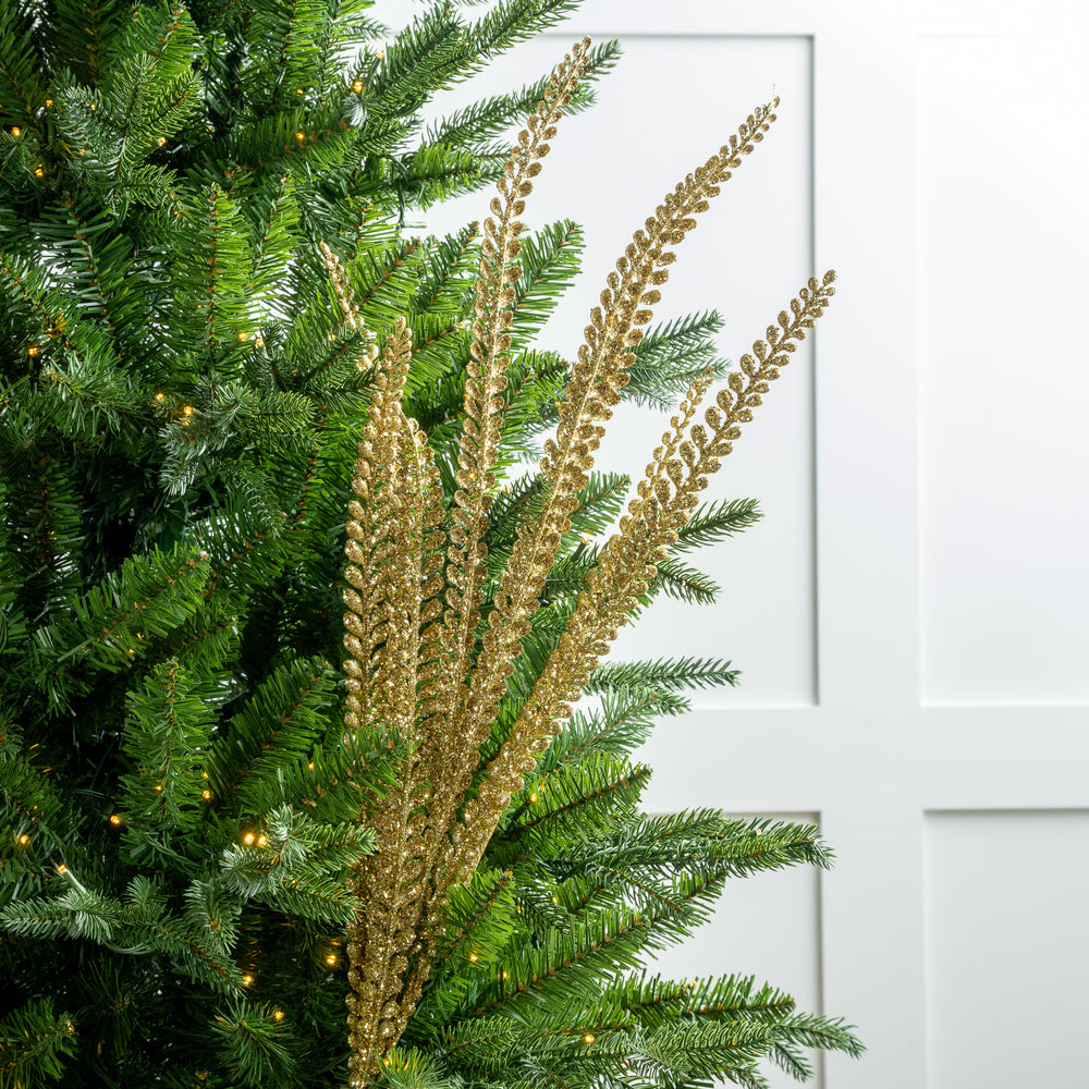 27" Gold Glitter Fern