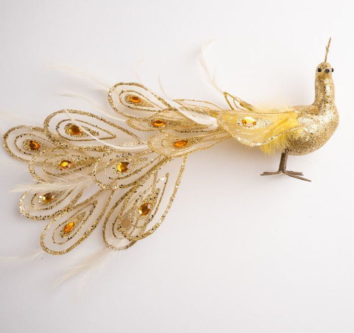 20" Glitter Peacock With Feathers