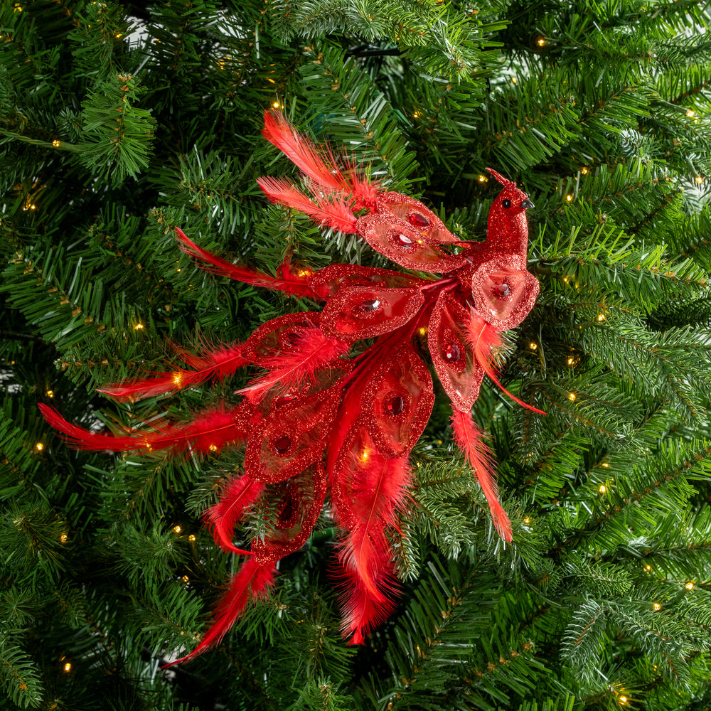 20" Glitter Peacock With Feathers