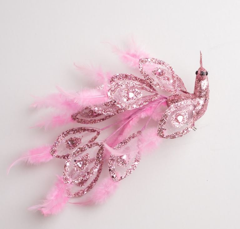 20" Glitter Peacock With Feathers