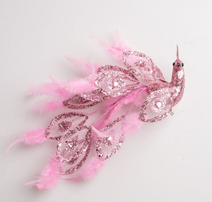 20" Glitter Peacock With Feathers