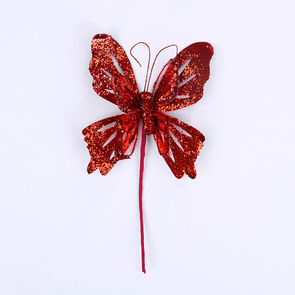 12" Red Glitter Butterfly