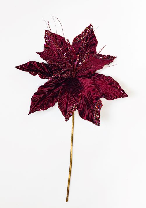 15" Poinsettia Velvet Stem