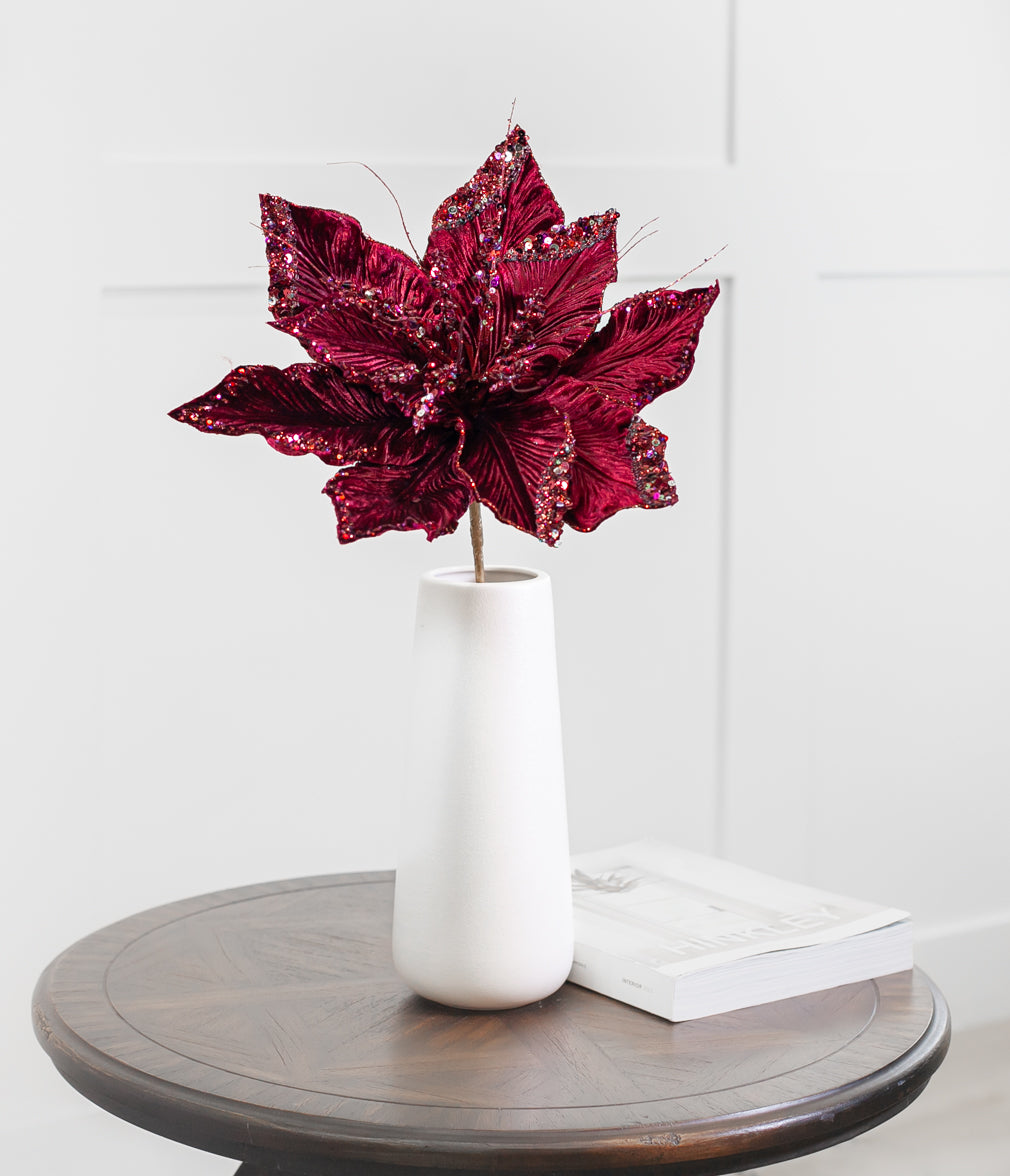15" Poinsettia Velvet Stem