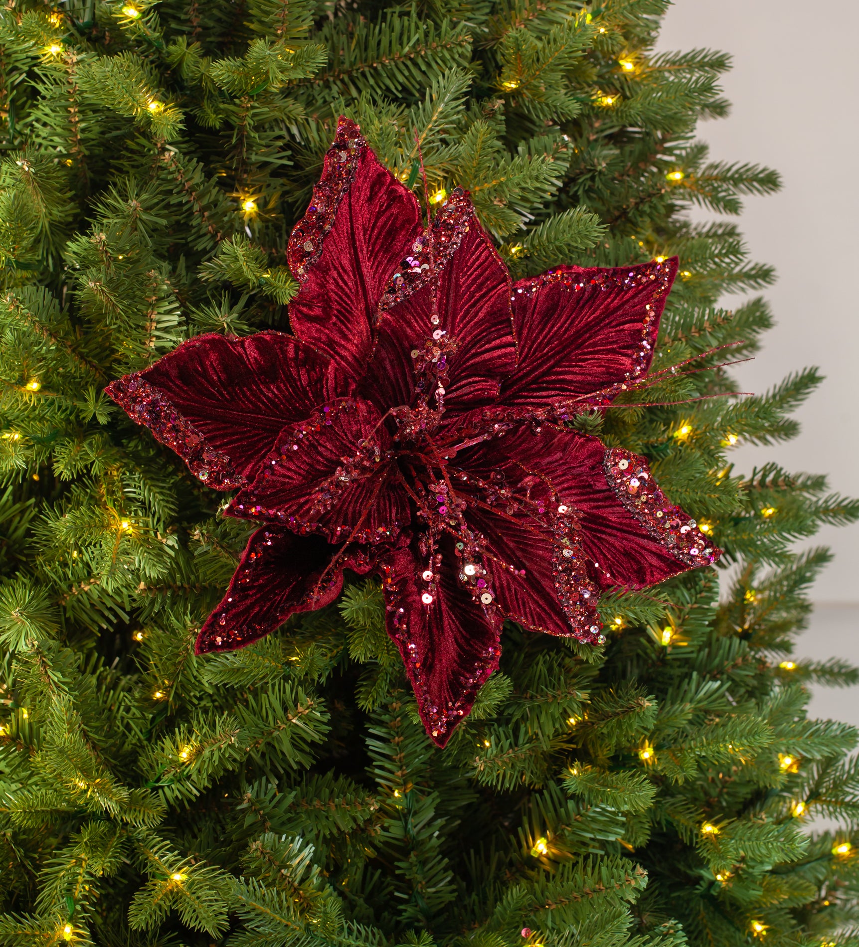 15" Poinsettia Velvet Stem