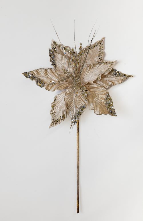 15" Poinsettia Velvet Stem