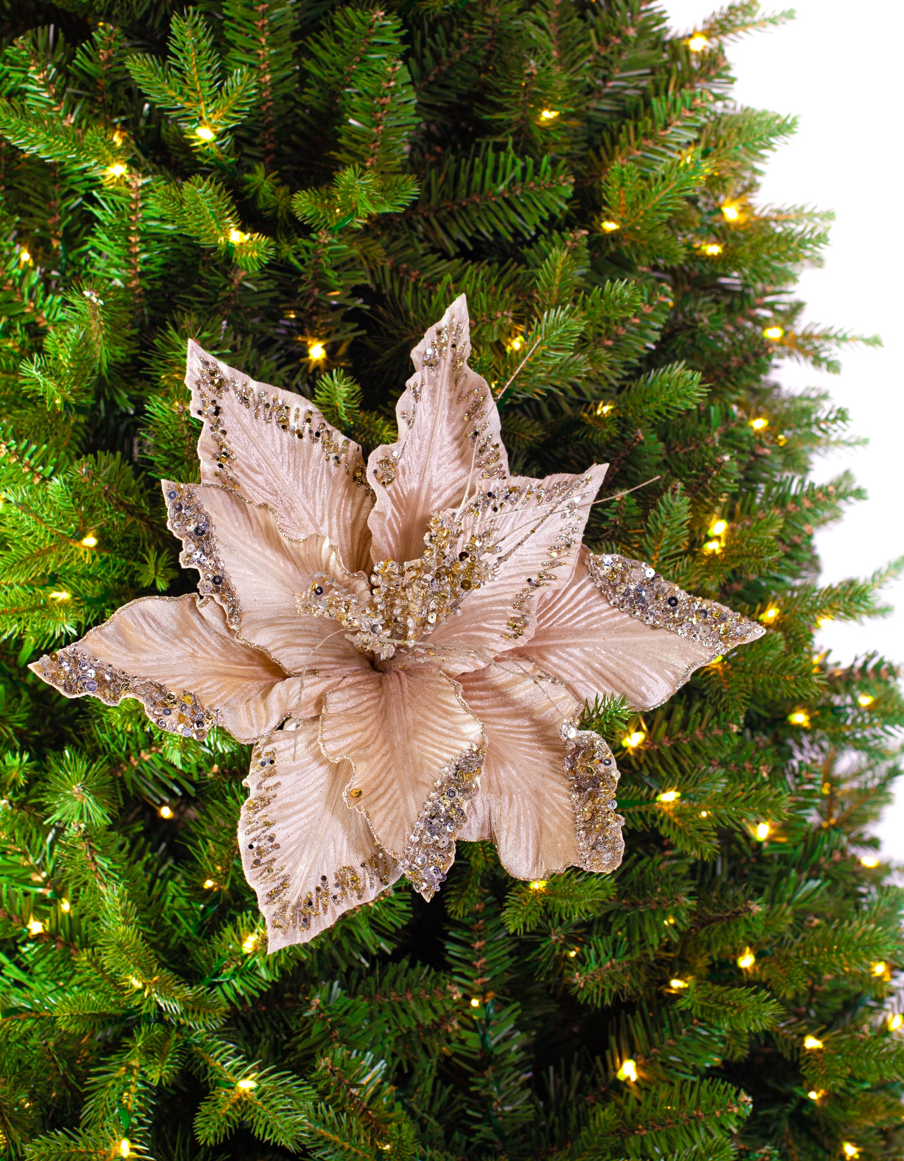 15" Poinsettia Velvet Stem