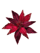 14" Glitter Sequin Edge Poinsettia Clip