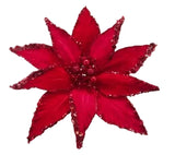 14" Glitter Sequin Edge Poinsettia Clip