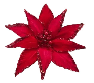 14" Glitter Sequin Edge Poinsettia Clip