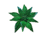 14" Glitter Sequin Edge Poinsettia Clip