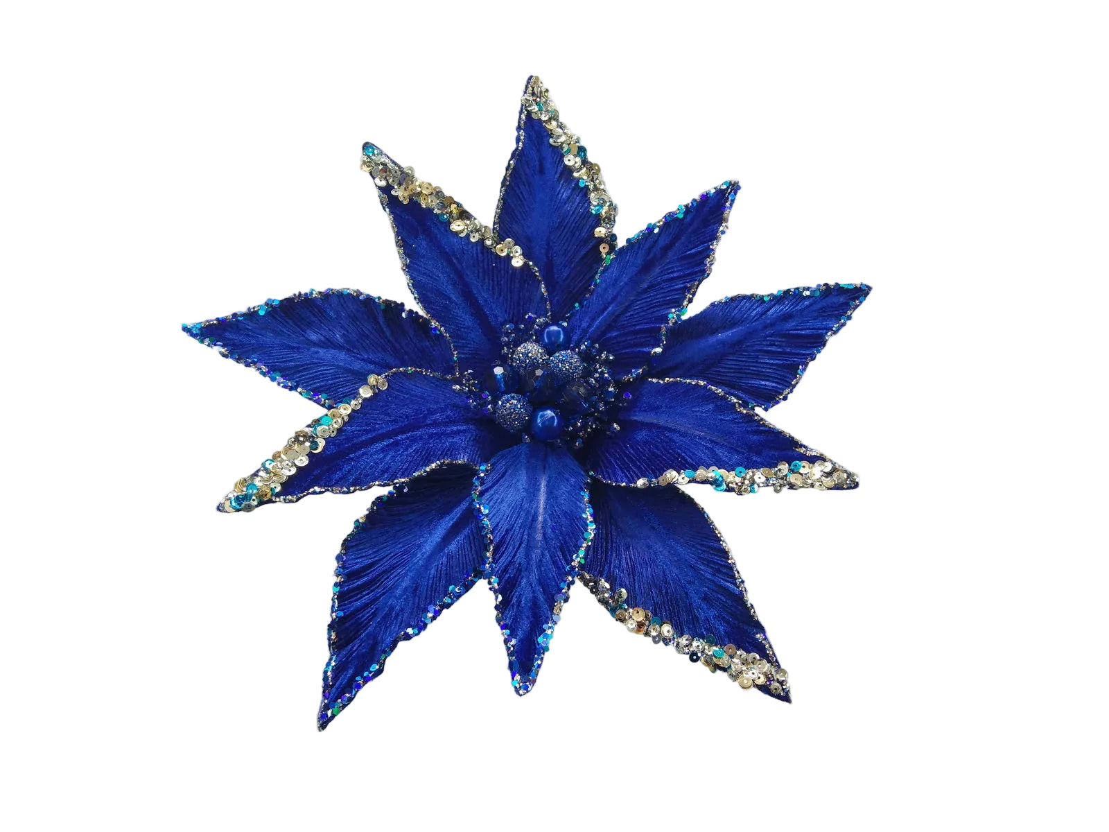 14" Glitter Sequin Edge Poinsettia Clip
