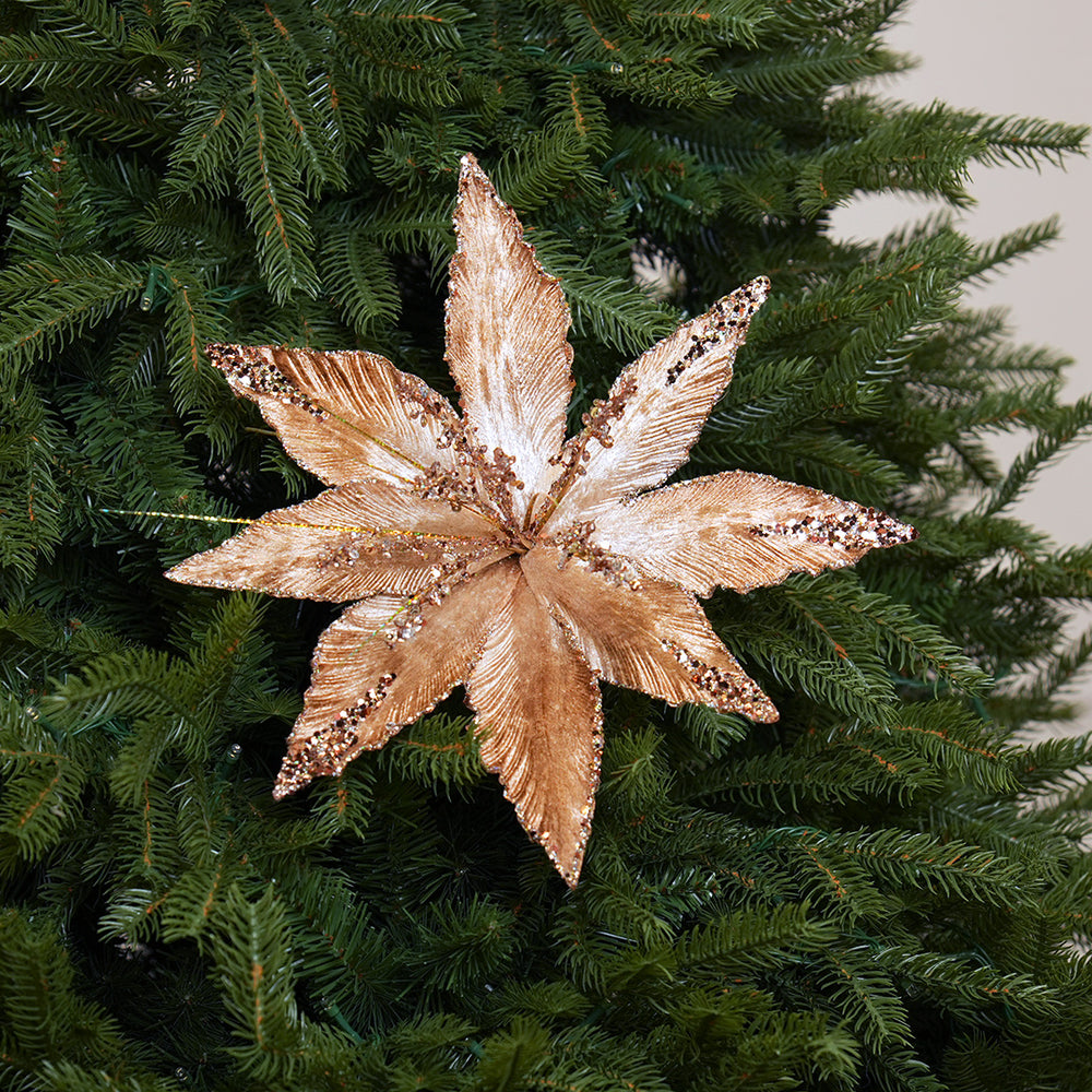14" Cappuccino Poinsettia Clip