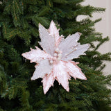 11" Pink Poinsettia Clip