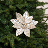 14" Platinum Poinsettia Stem