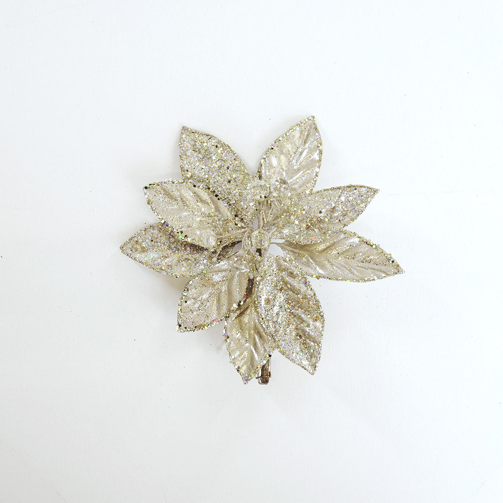 14" Platinum Poinsettia Stem