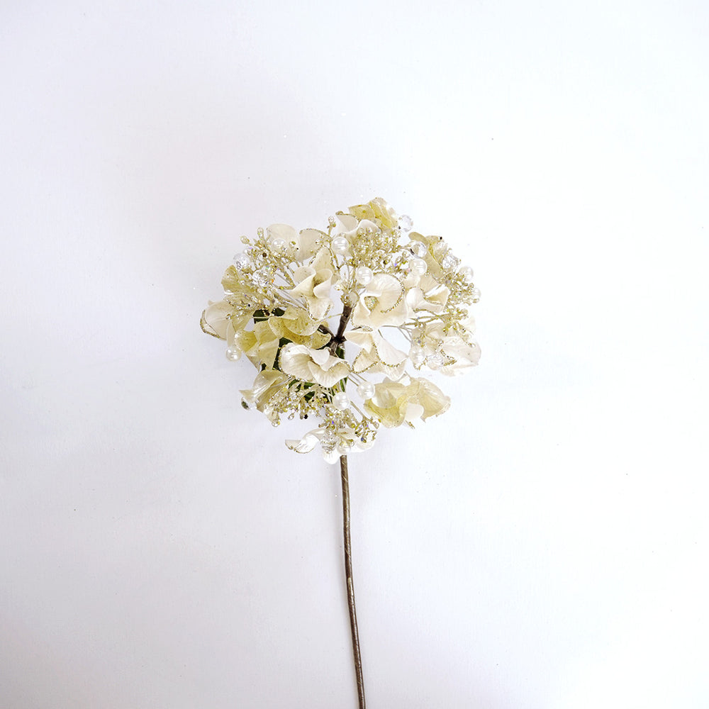 20" Ivory Hydrangea Leaf Stem