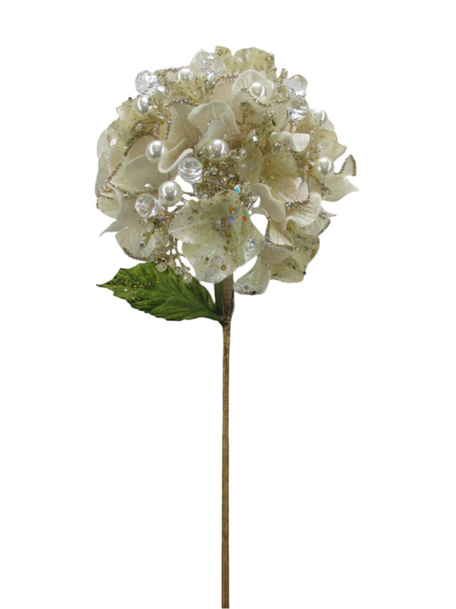 20" Ivory Hydrangea Leaf Stem