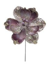 12" Glitter Velvet Magnolia Pick