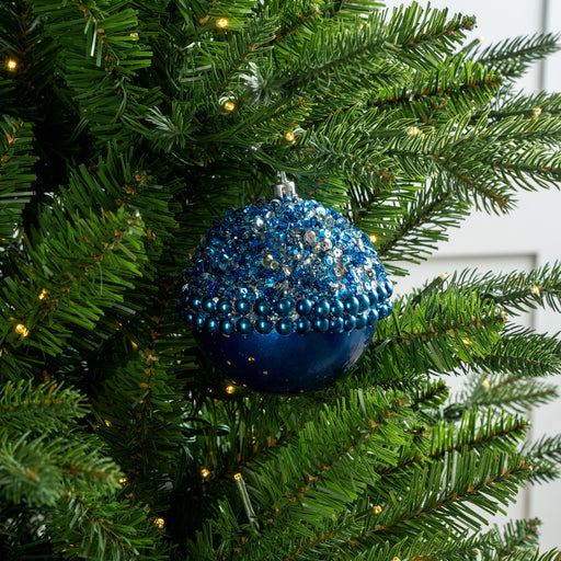 3" Blue Glitter Ball Ornament