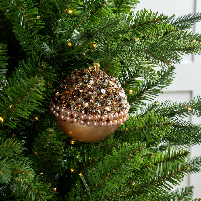 3" Cappuccino Glitter Ball Ornament