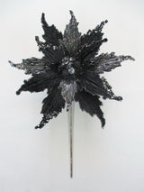 16" Velvet Glitter Poinsettia Stem