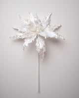 16" Velvet Glitter Poinsettia Stem