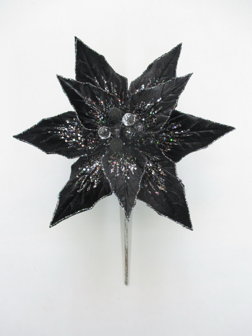 12" Glitter Poinsettia Pick