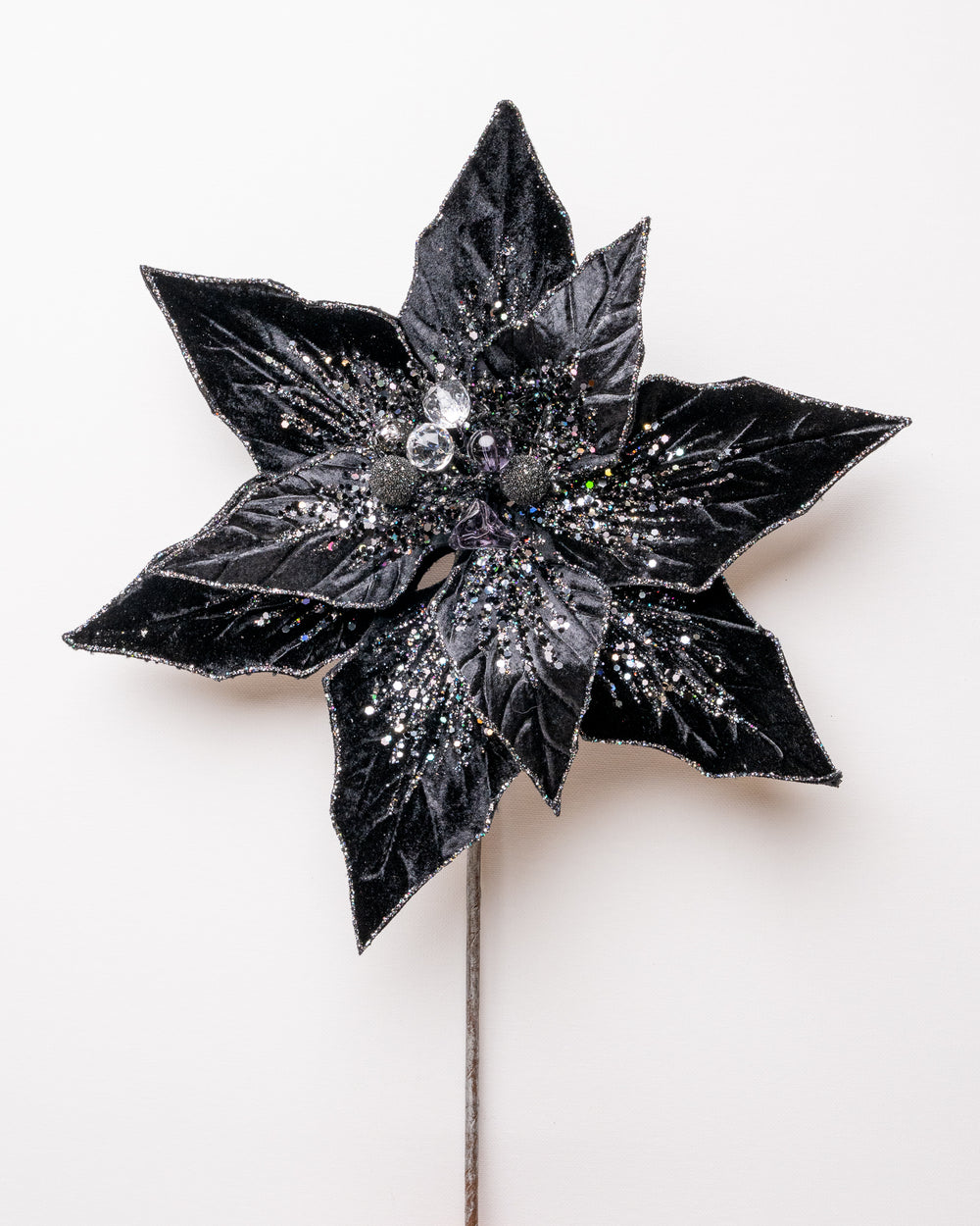 12" Glitter Poinsettia Pick