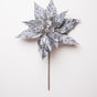 12" Glitter Poinsettia Pick