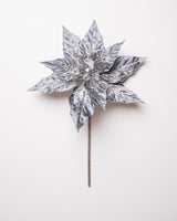 12" Glitter Poinsettia Pick