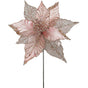 12" Pink Glitter Poinsettia Pick