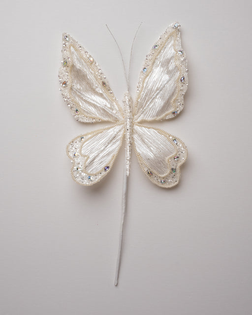 9" White Diamond Glitter Butterfly