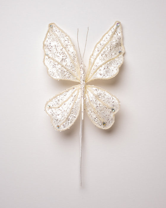 9" White Diamond Butterfly Pick