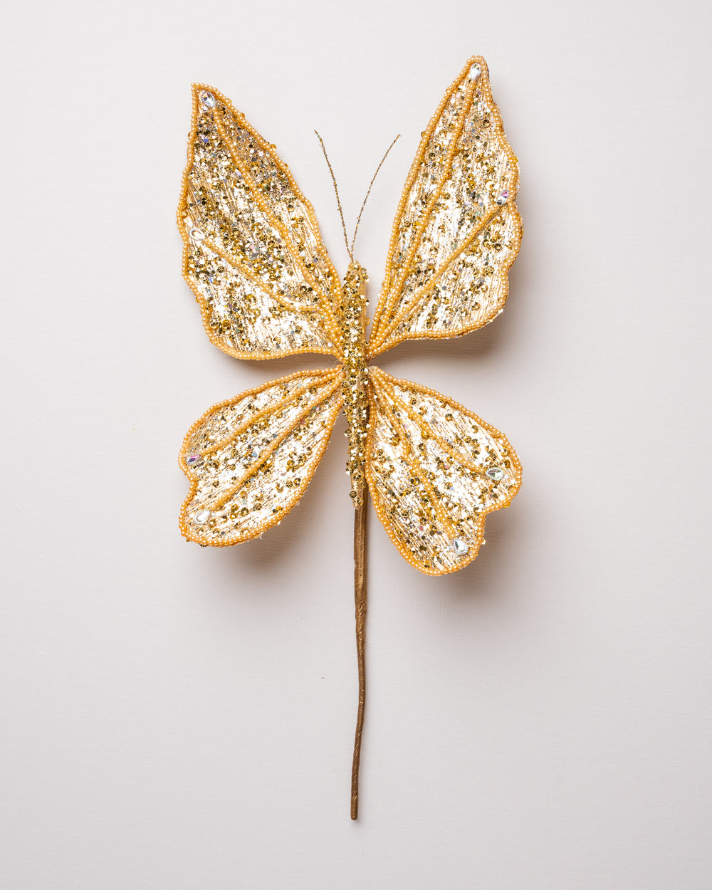 9" Gold Glitter Diamond Butterfly Pick