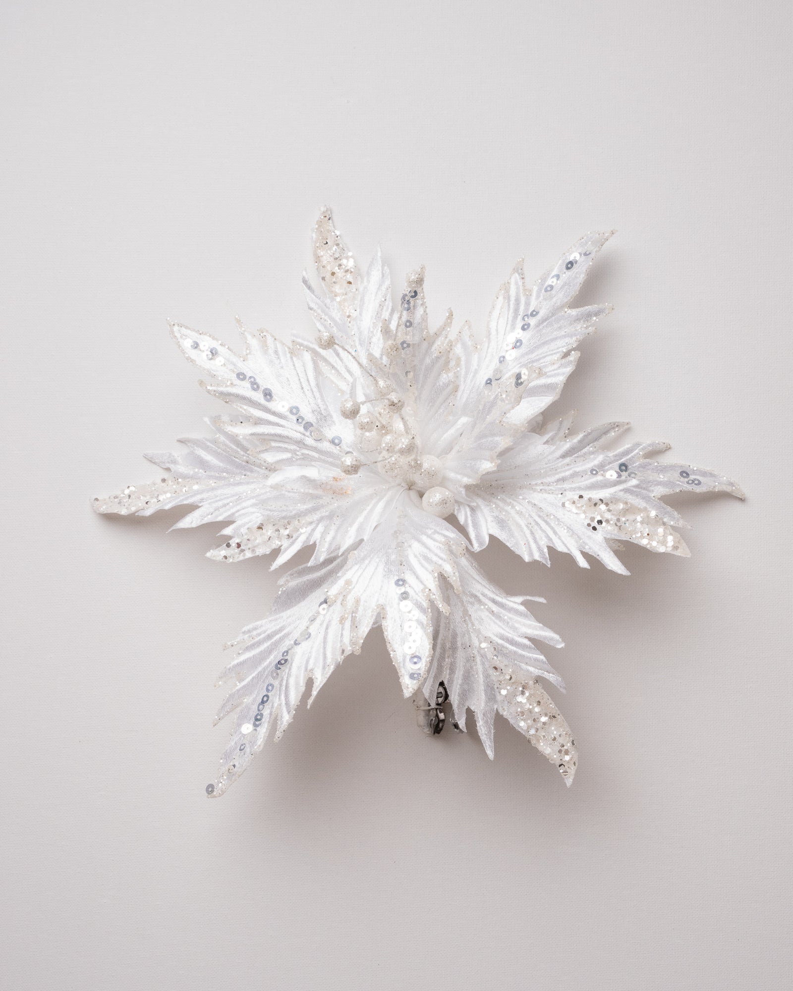 12" Glitter Poinsettia Clip