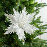 12" Glitter Poinsettia Clip