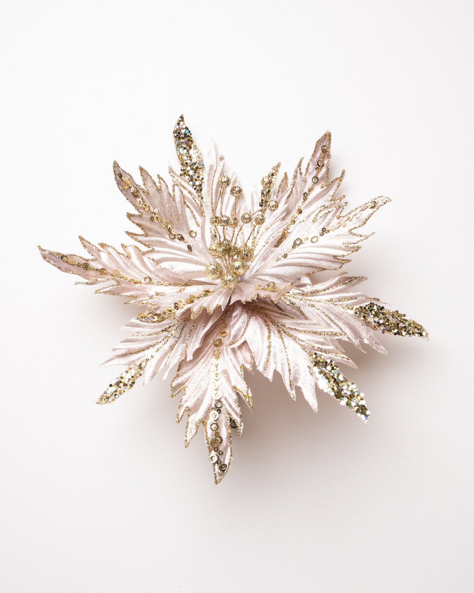 12" Glitter Poinsettia Clip