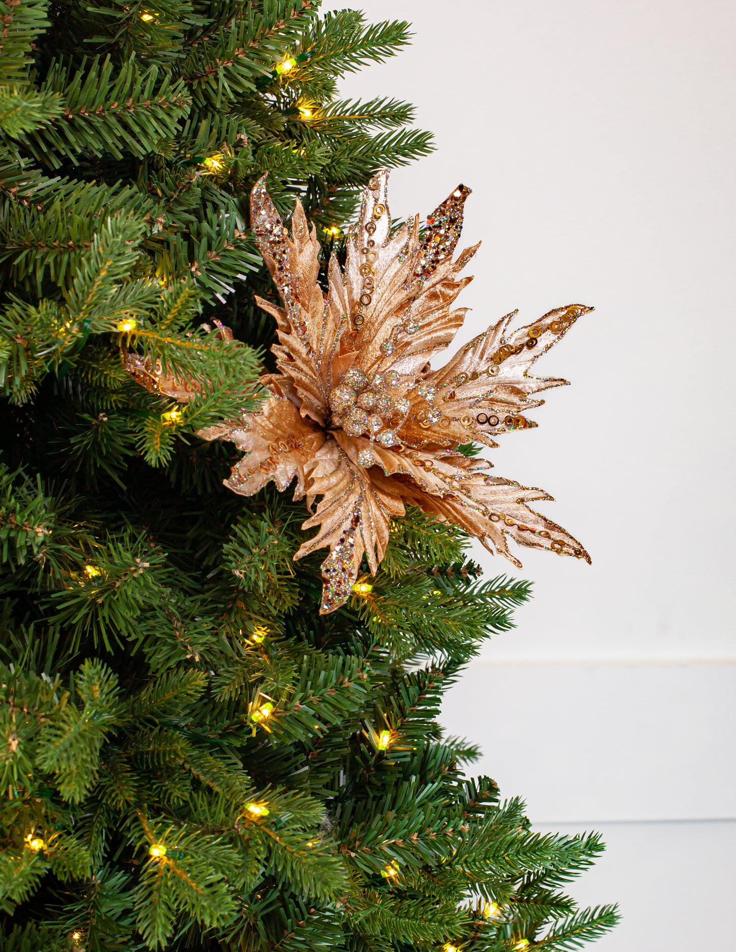 12" Glitter Poinsettia Clip