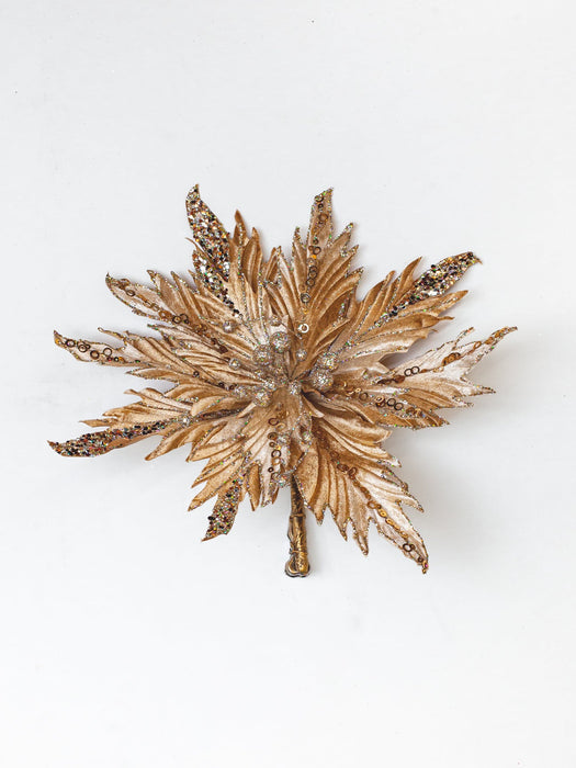 12" Glitter Poinsettia Clip