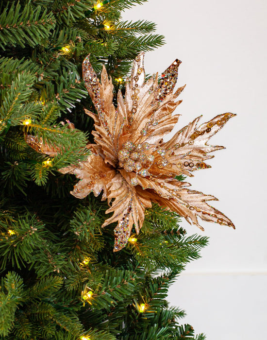 12" Glitter Poinsettia Clip