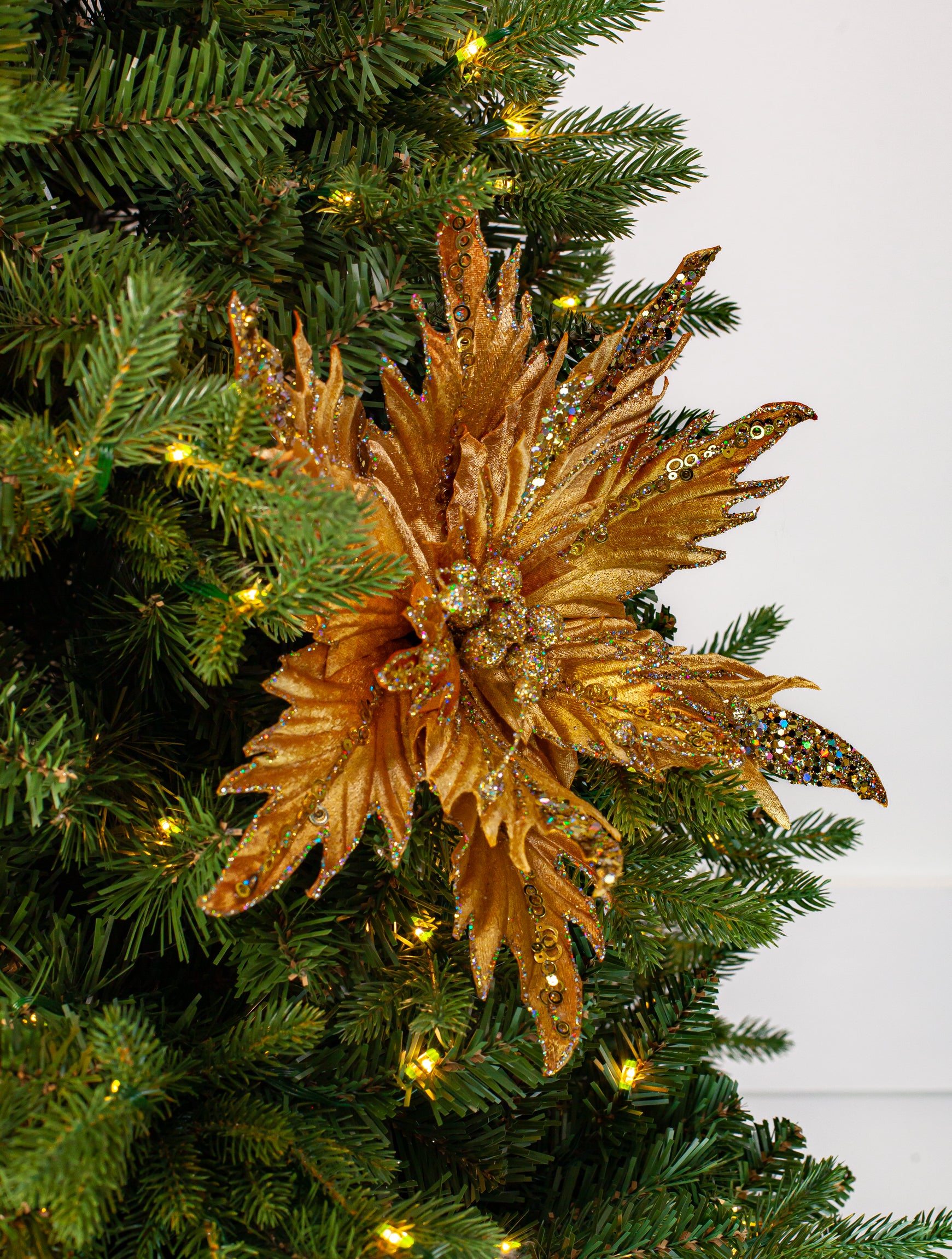 12" Glitter Poinsettia Clip