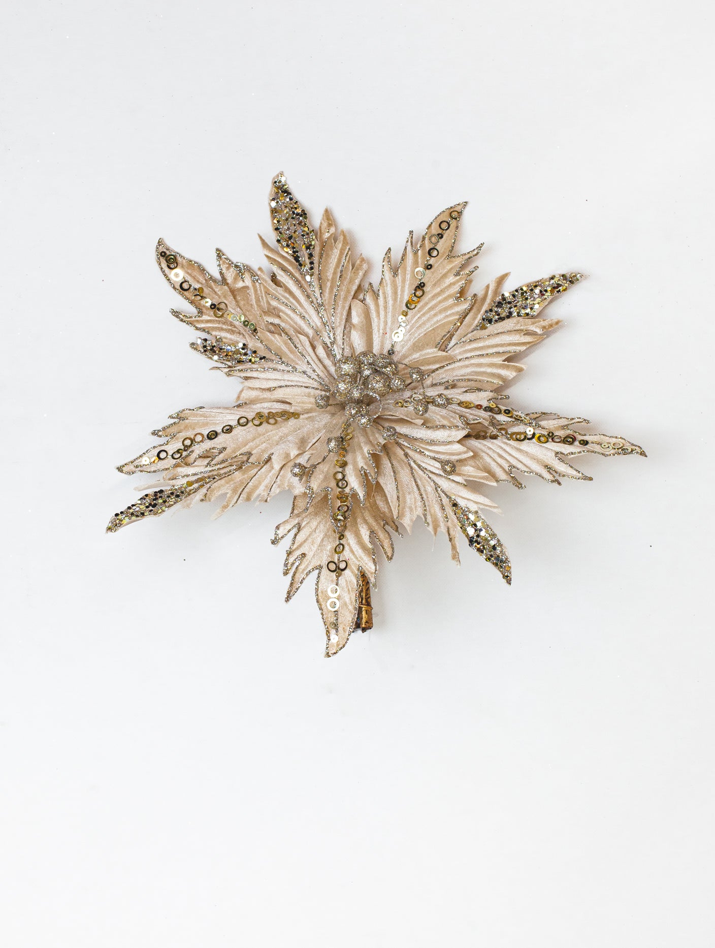 12" Glitter Poinsettia Clip