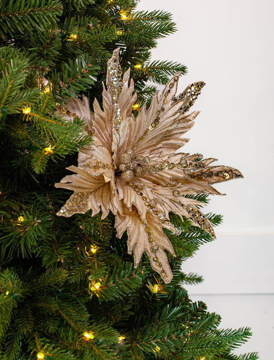 12" Glitter Poinsettia Clip
